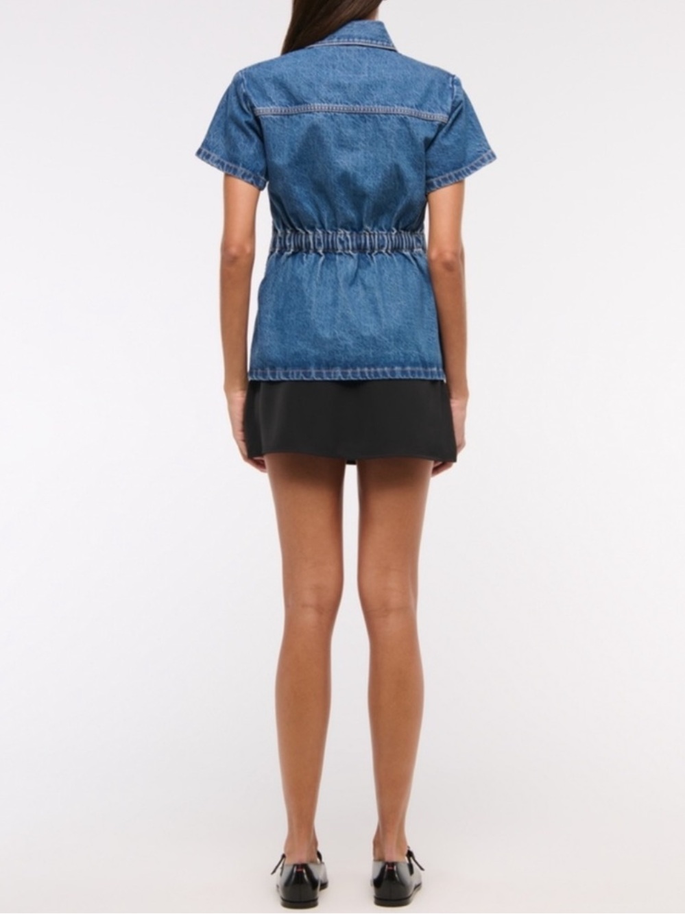 Abercrombie & Fitch Denim Peplum Shirt Medium Wash M - Picture 3 of 14